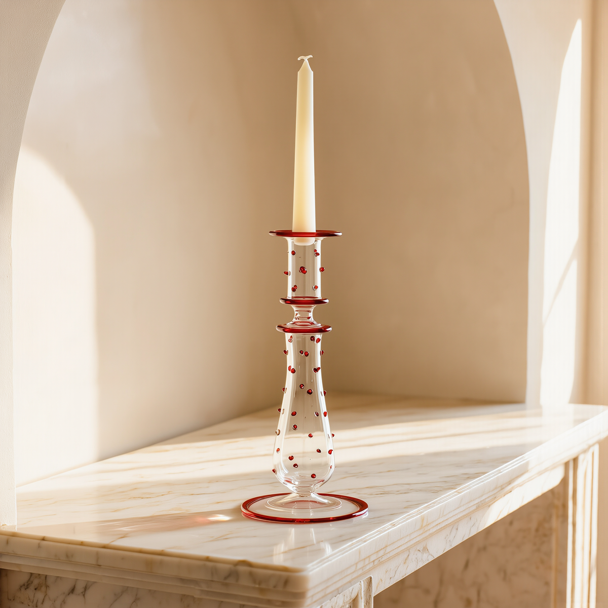Glass Candlestick — Margherita · Daisy, approx. 25 cm (C03)