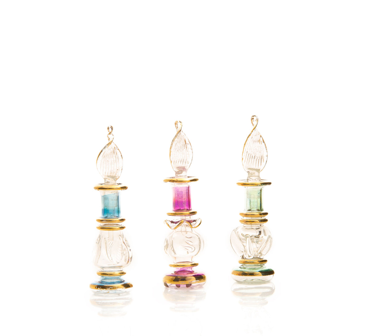 Isis Engraved Crystal — hand-blown Egyptian glass perfume bottle, Model 02, wholesale from Cairo