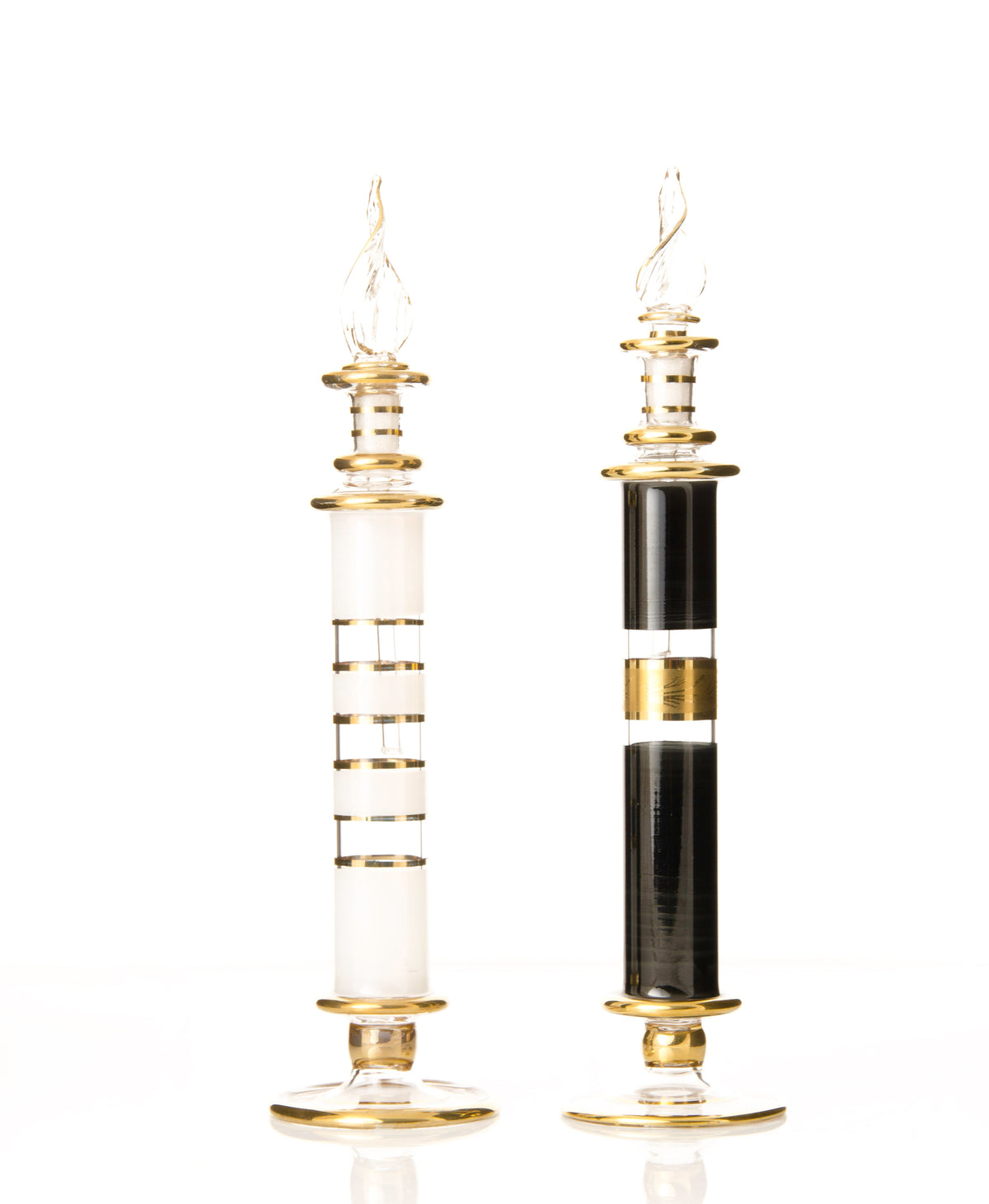 Noha Ivory Rings Column — hand-blown Egyptian glass perfume bottle, Model 71, wholesale from Cairo