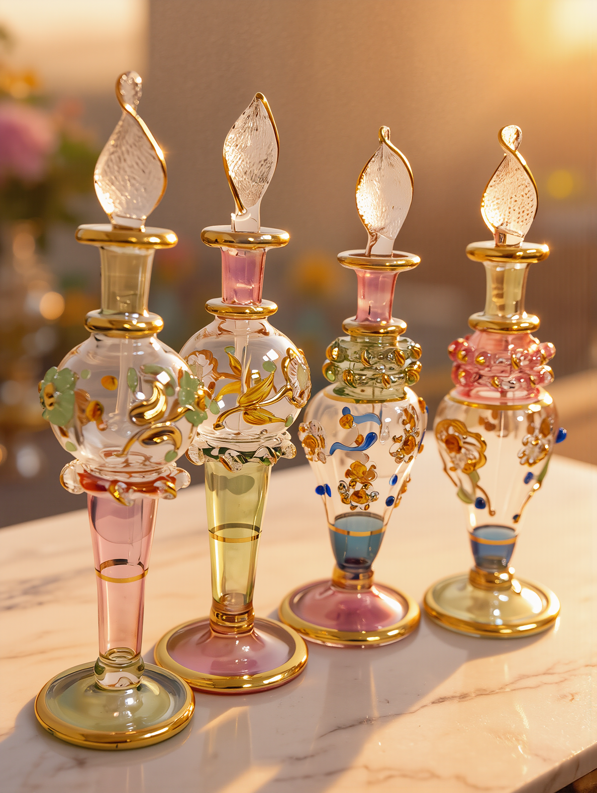 Rose lot — 1,000+ hand-blown Egyptian glass perfume bottles for volume and private label orders