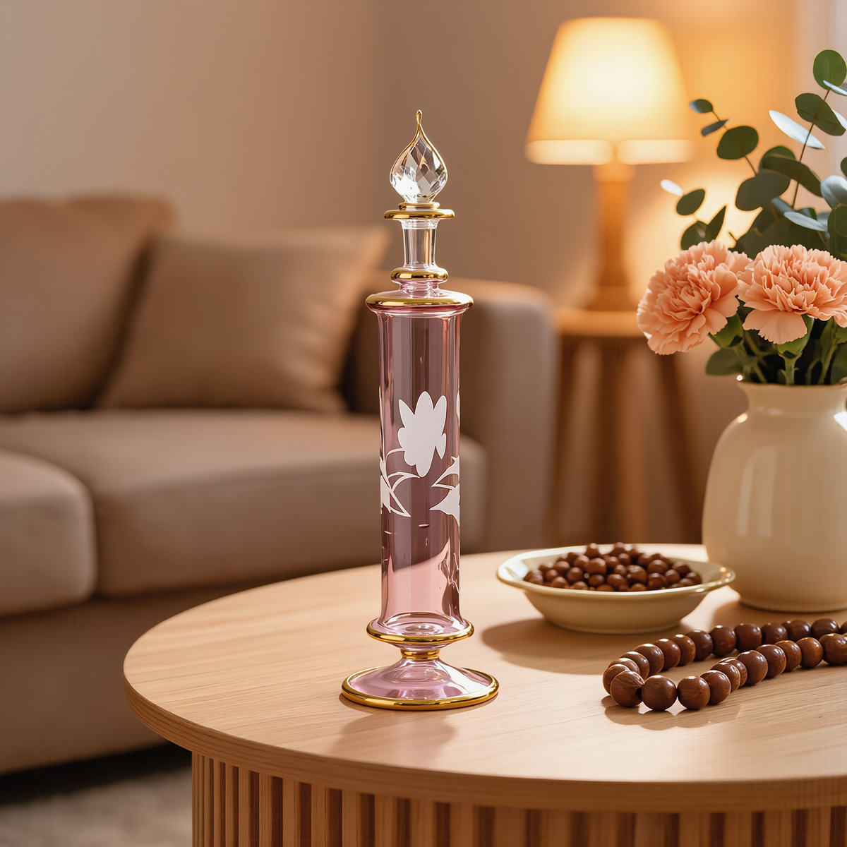 Etched Mabkhara Set — Mabkhara, Perfume Bottle & Bakhoor Jar, Rose or Blue (Set 11)
