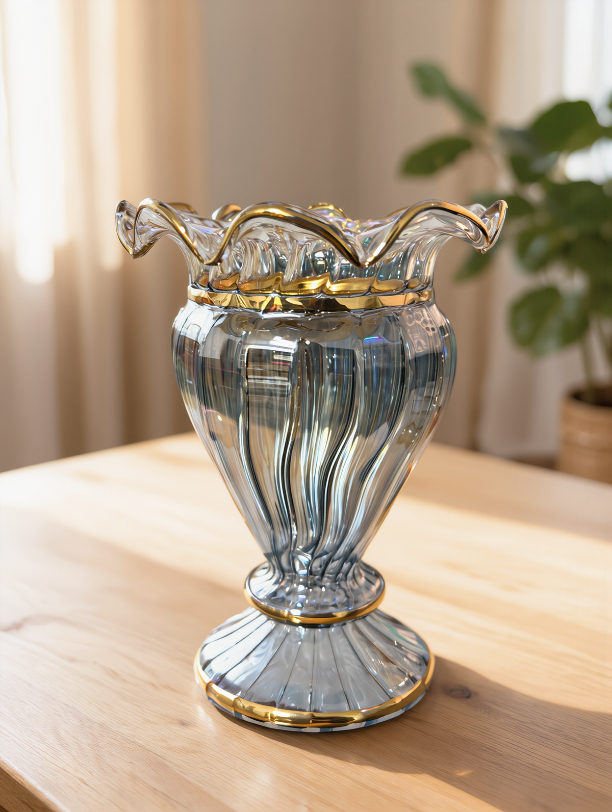 Egyptian Glass Mabkhara — Lahab · Flame Cup with Ruffled Gold Rim, 18 cm (Model 143)