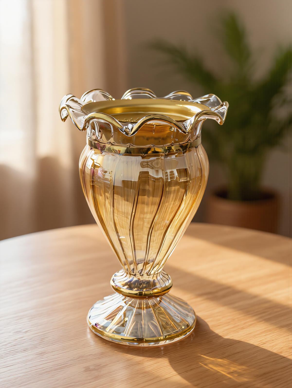 Egyptian Glass Mabkhara — Lahab · Flame Cup with Ruffled Gold Rim, 18 cm (Model 143)