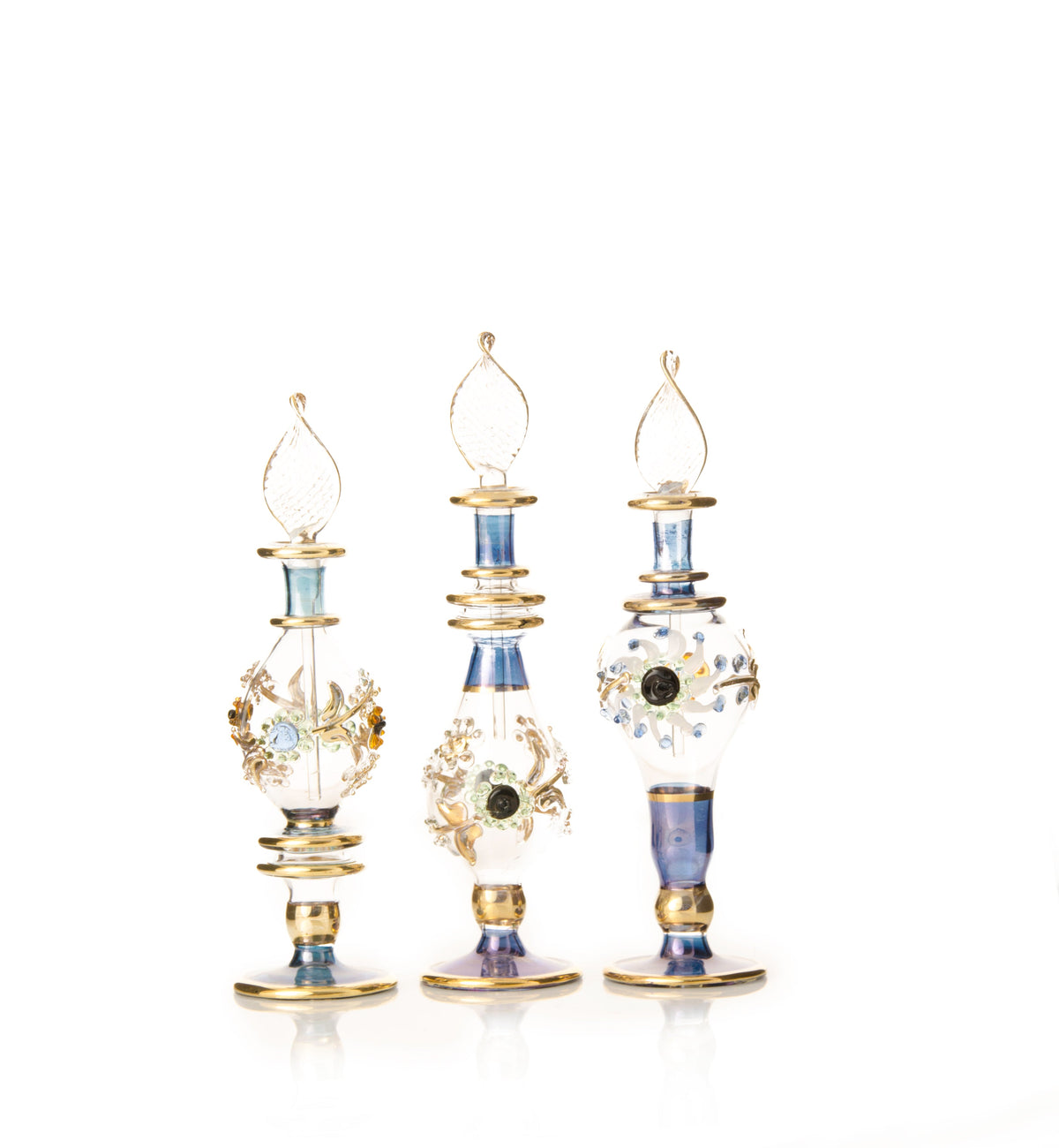 Yasmina Jeweled Blossom — hand-blown Egyptian glass perfume bottle, Model 13, wholesale from Cairo