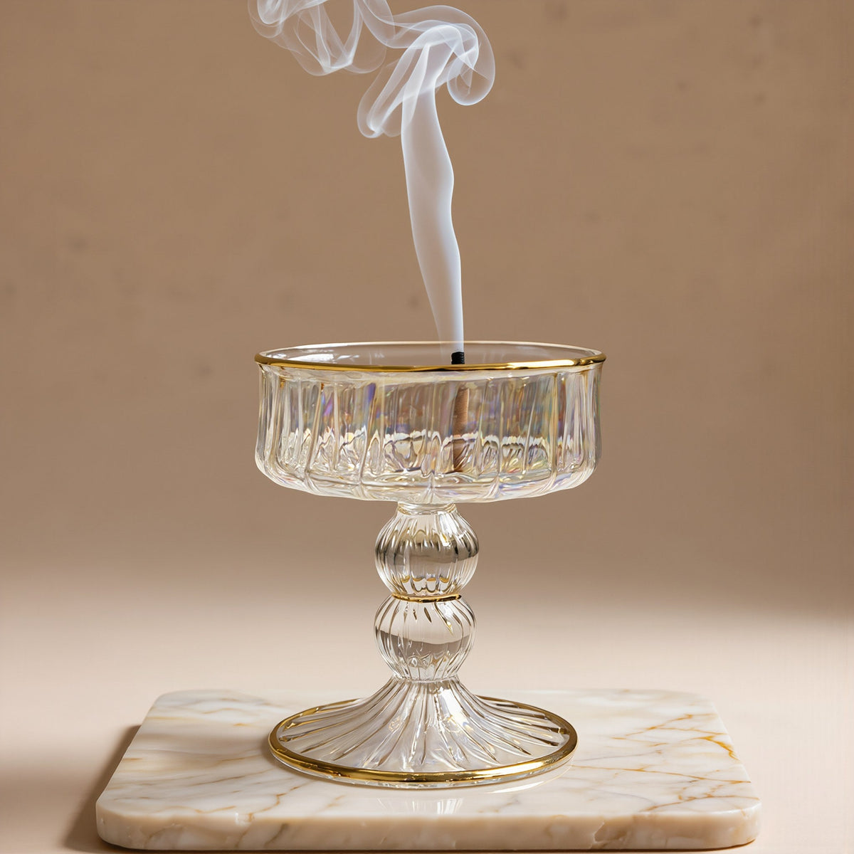 Qubba glass mabkhara base used as an open incense burner, Model 144