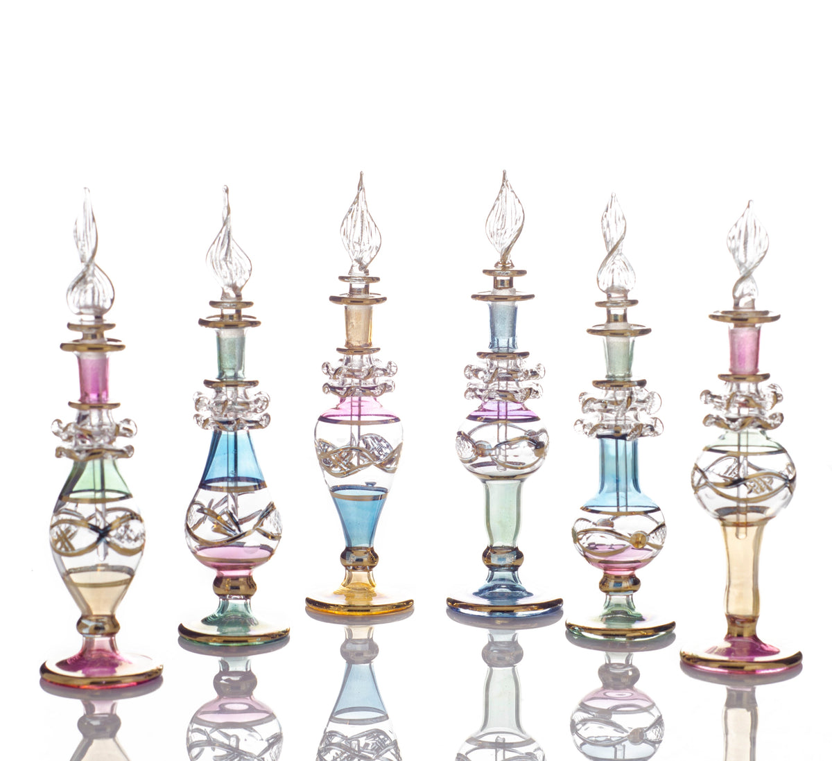 Karima Silver Filigree — hand-blown Egyptian glass perfume bottle, Model 18, wholesale from Cairo