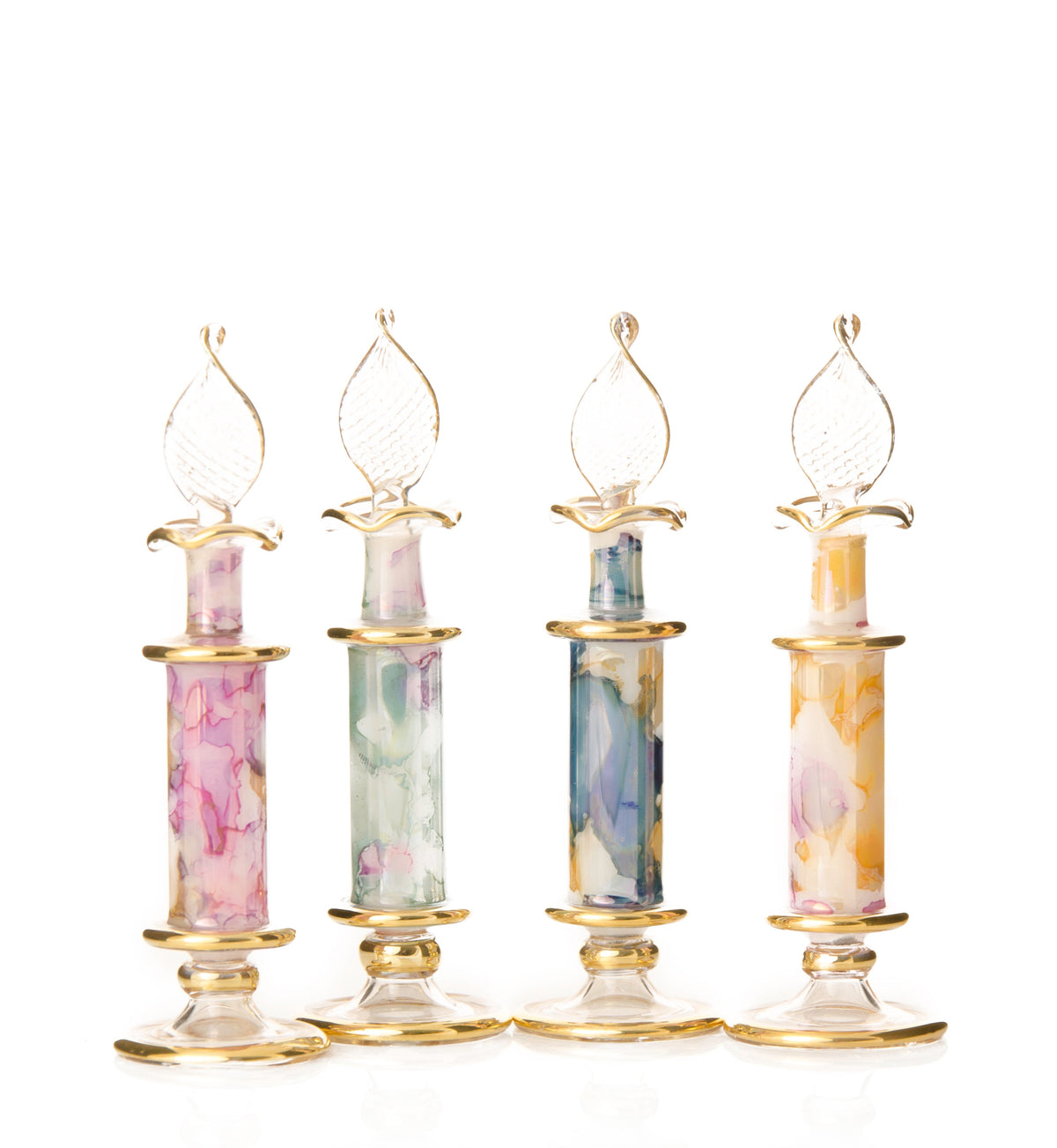 Safiya Opaline Column — hand-blown Egyptian glass perfume bottle, Model 21, wholesale from Cairo