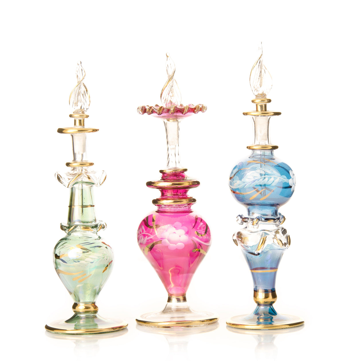 Warda Rose Garden — hand-blown Egyptian glass perfume bottle, Model 23, wholesale from Cairo
