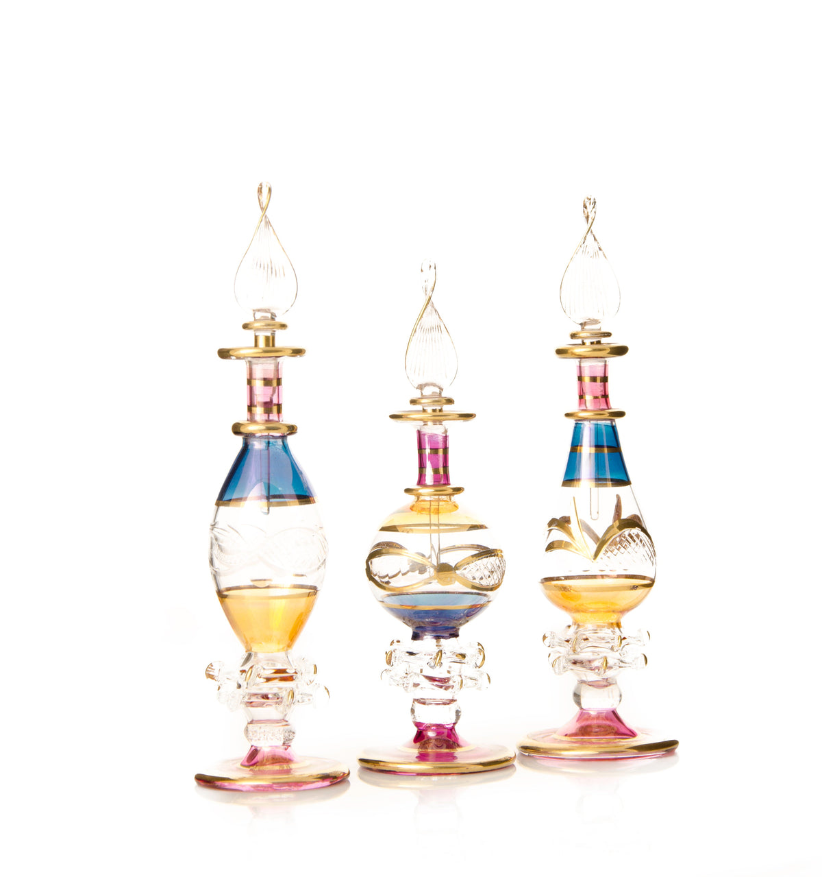 Gamila Crystal Tiers — hand-blown Egyptian glass perfume bottle, Model 24, wholesale from Cairo
