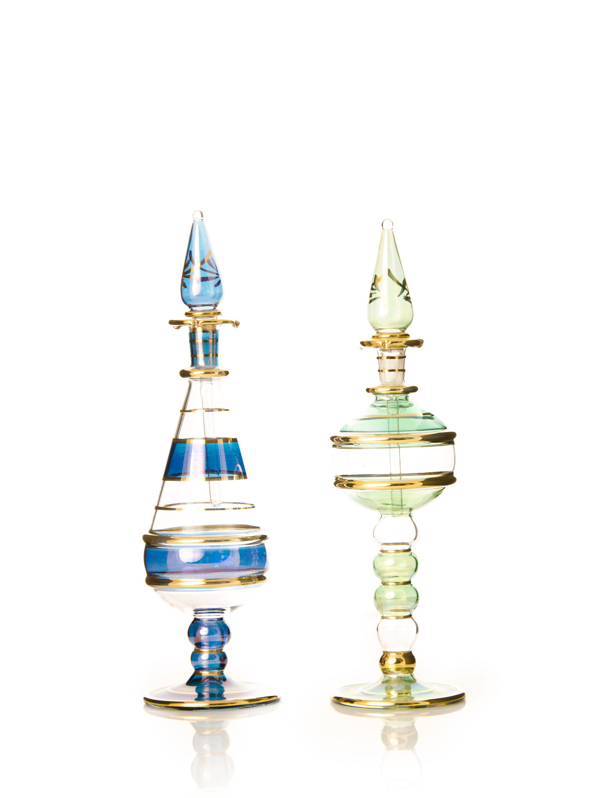 Sohaila Indigo Tiers — hand-blown Egyptian glass perfume bottle, Model 40, wholesale from Cairo