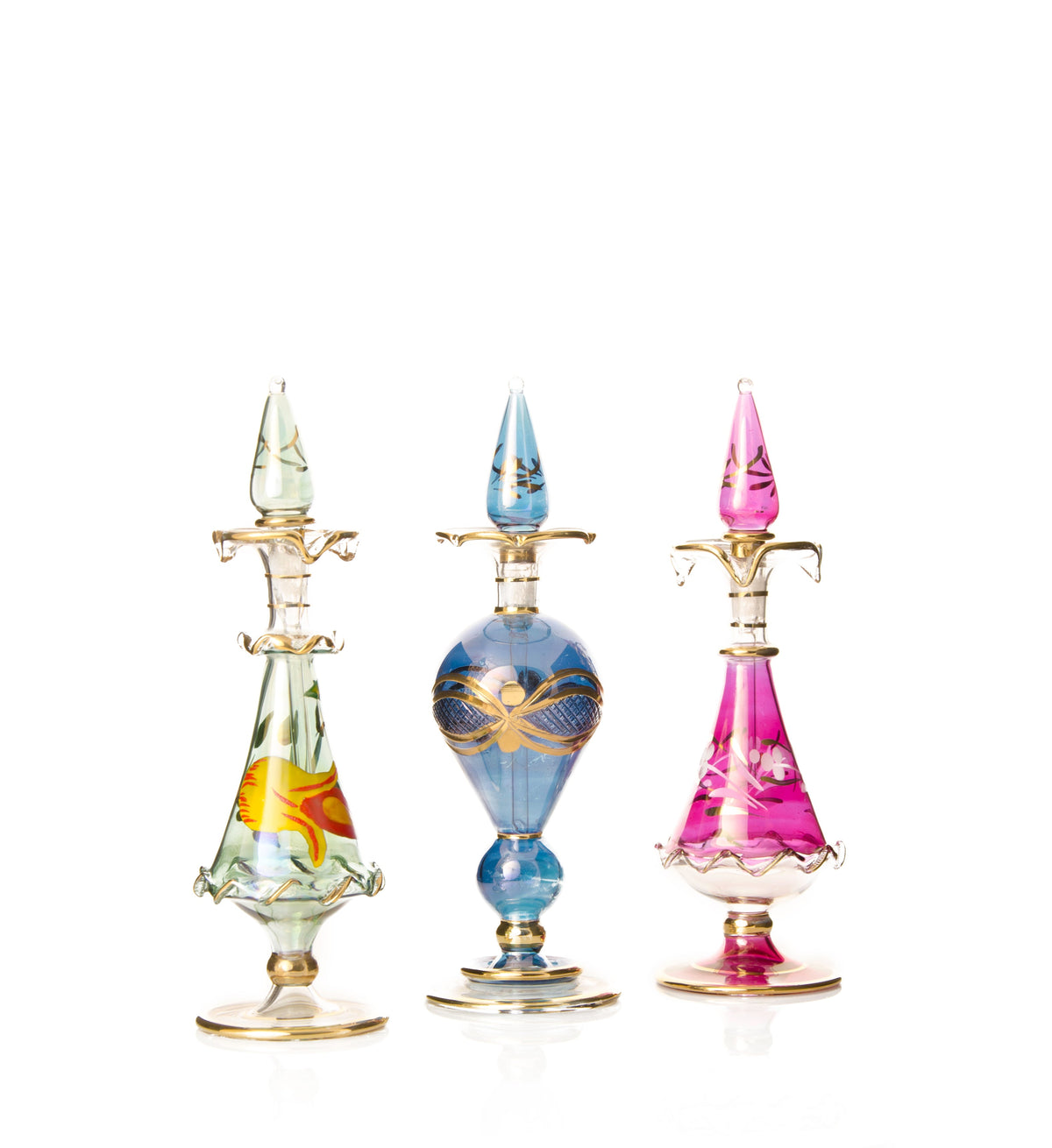 Shams Sunflower Fan — hand-blown Egyptian glass perfume bottle, Model 51, wholesale from Cairo