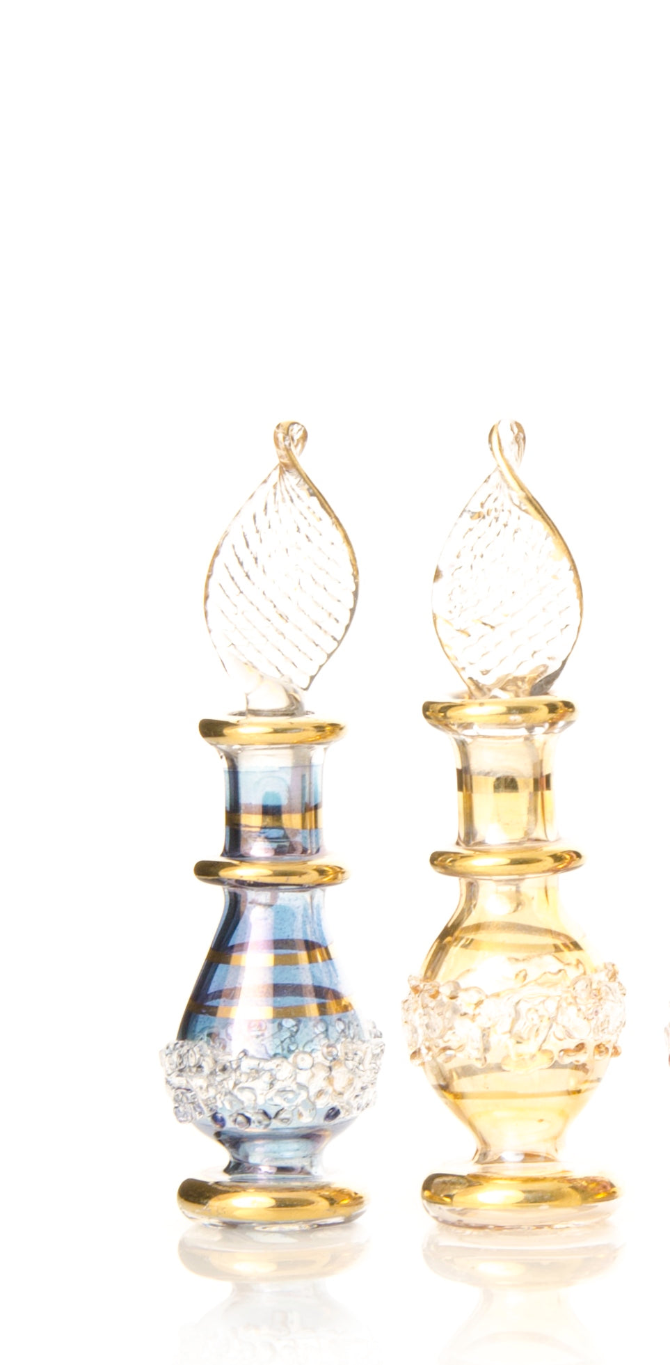 Luxor Gold Filigree — hand-blown Egyptian glass perfume bottle, Model 05, wholesale from Cairo