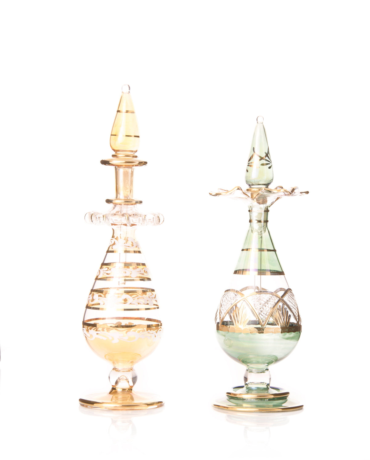 Zeina Emerald Crown — hand-blown Egyptian glass perfume bottle, Model 62, wholesale from Cairo
