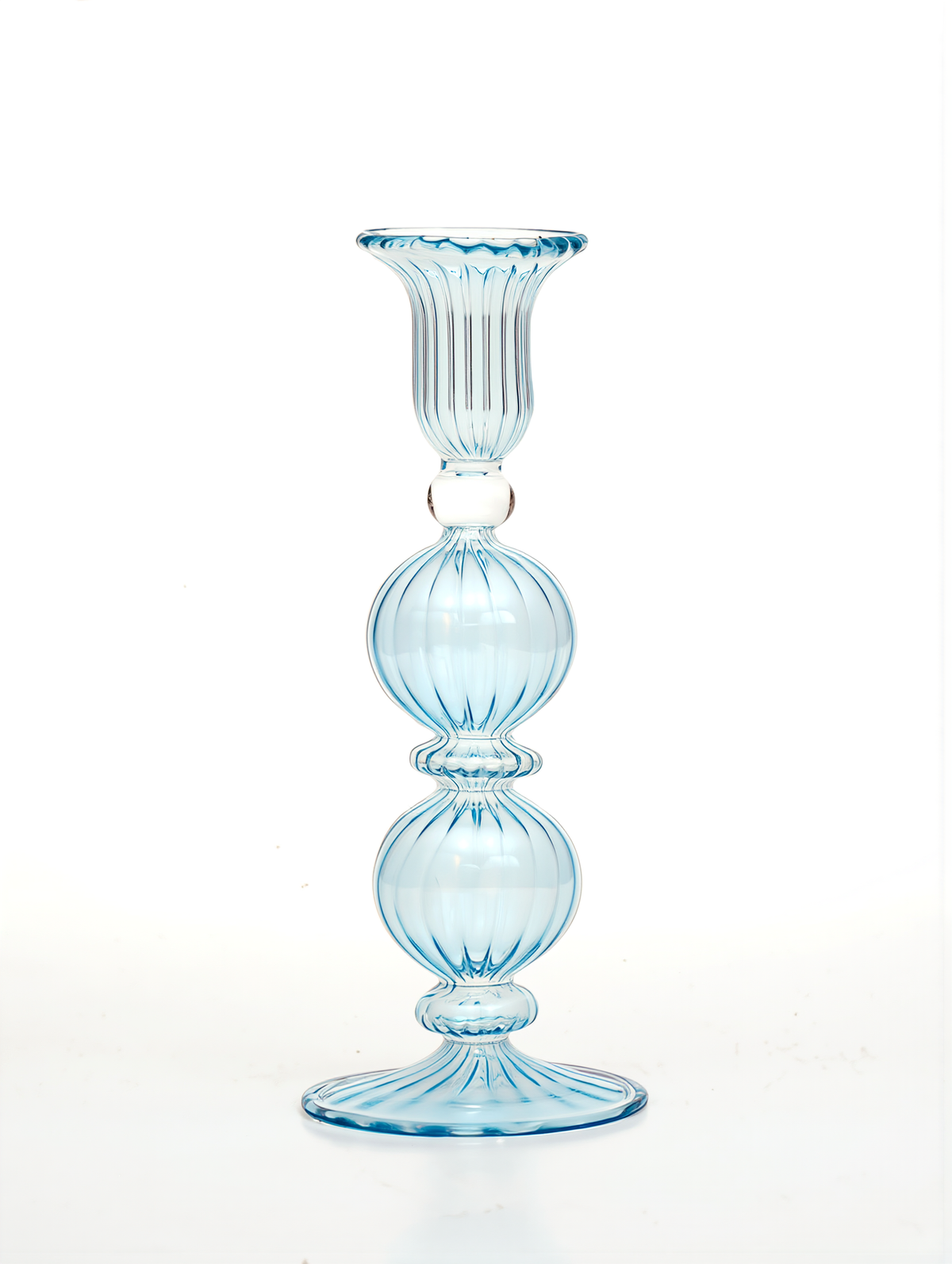Marina hand-blown glass taper candlestick, light blue, Candela C08 — Grand Bazaar Egypt