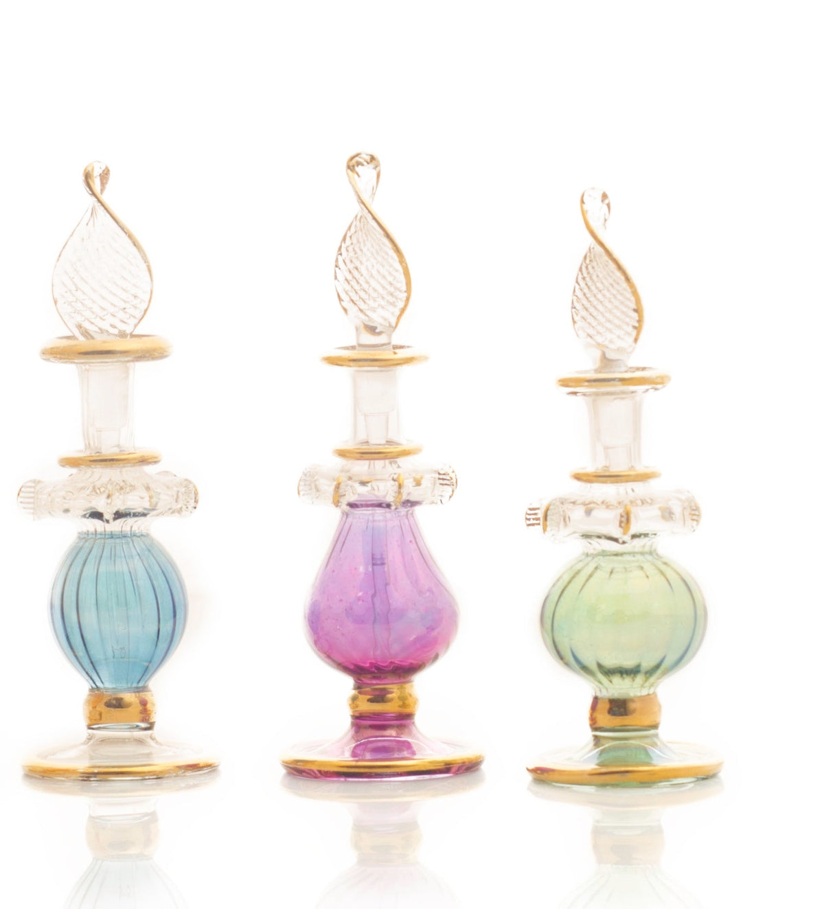 Bidaya starter pack — hand-blown Egyptian glass attar bottles, 6 ml, colours mixed, wholesale from Cairo