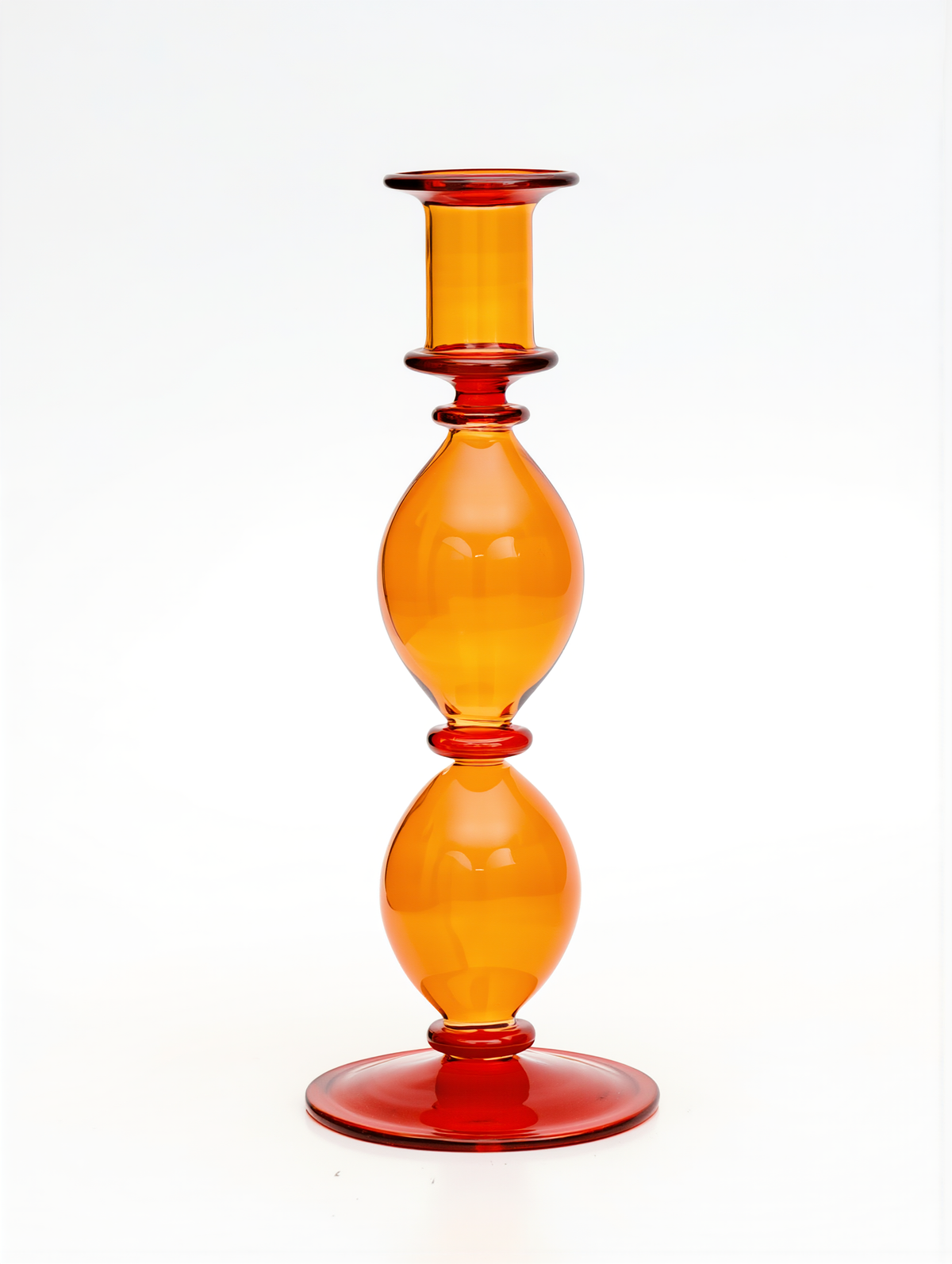 Gemma hand-blown glass taper candlestick, amber and red, Candela C02 — Grand Bazaar Egypt