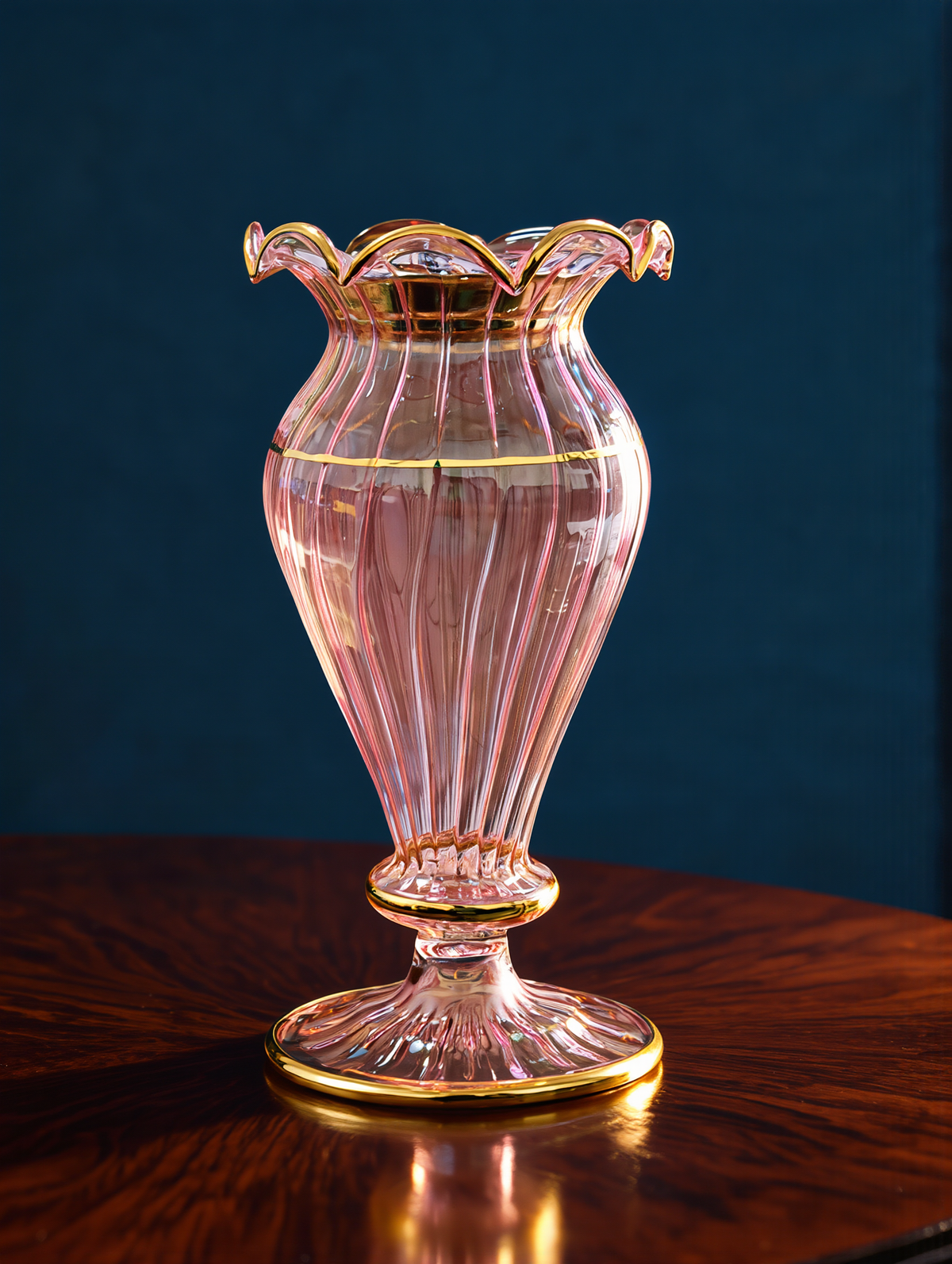 Mabkhara en verre égyptien — Lahab · coupe flamme à bord ondulé doré, 18 cm (modèle 143)
