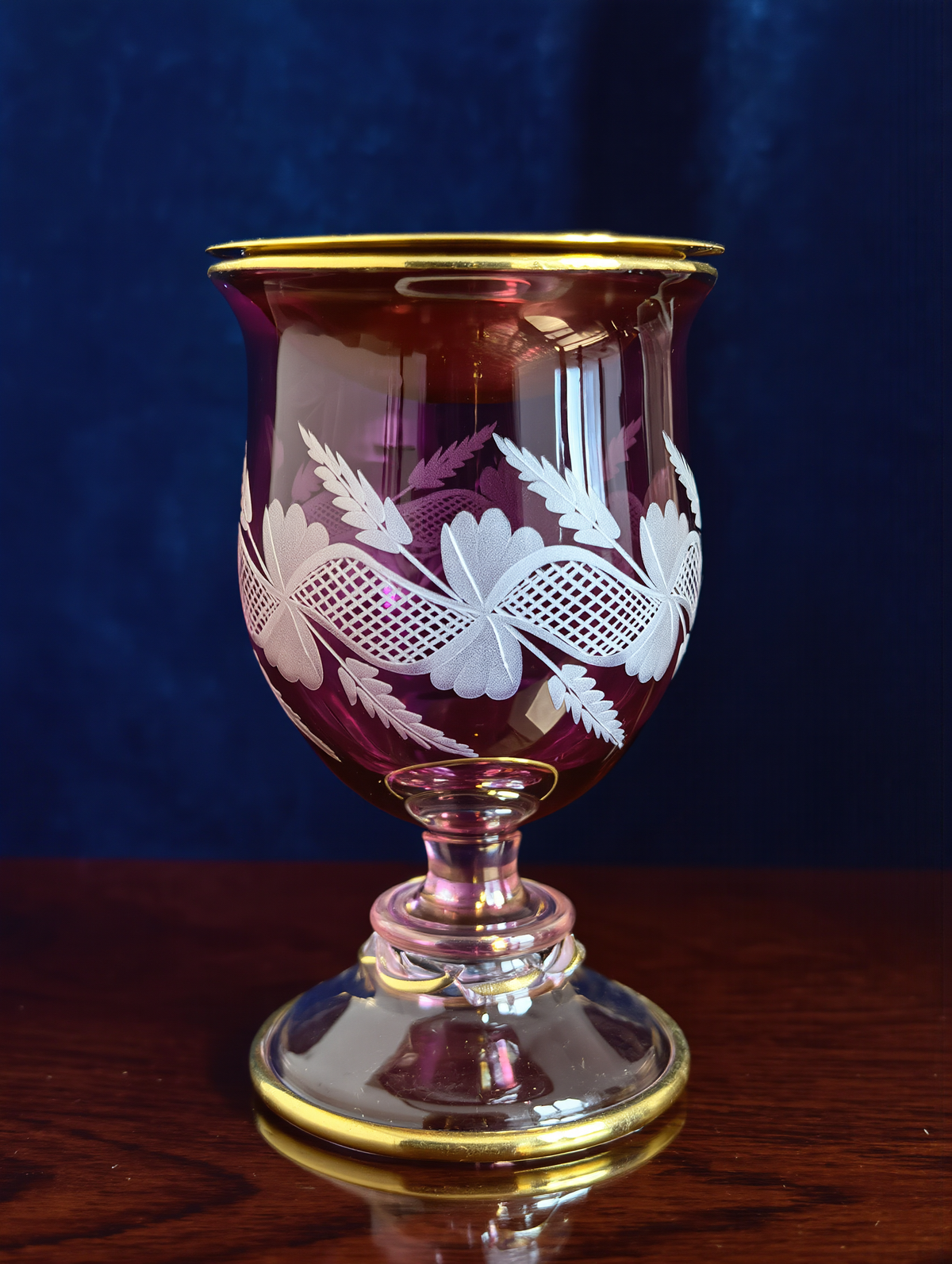 Sunbula etched glass mabkhara, 15 cm — hand-blown in Cairo, wholesale
