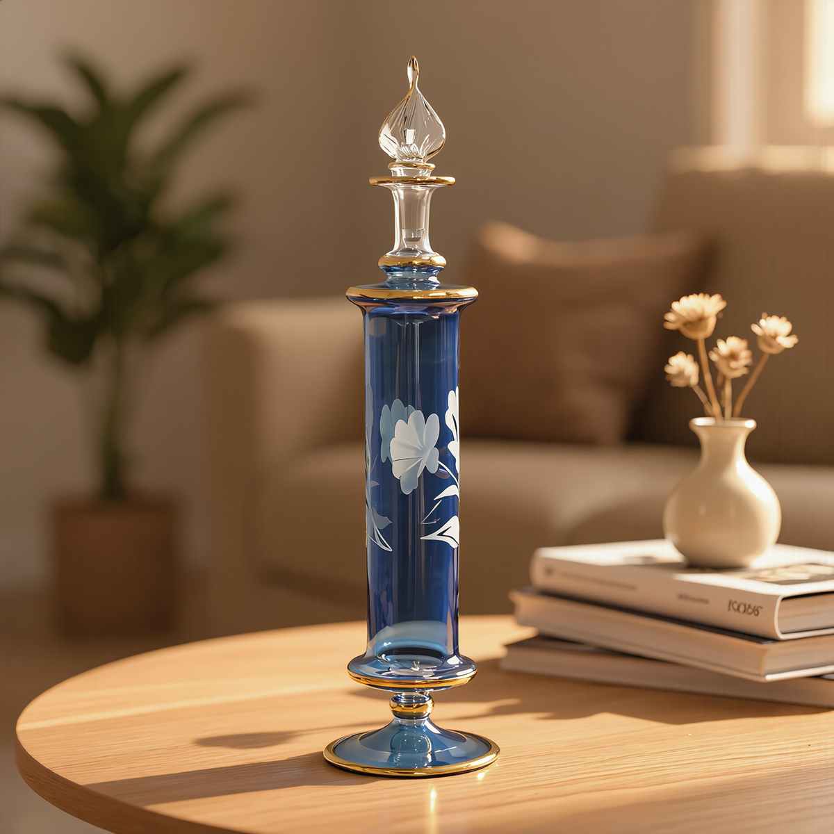 Etched Mabkhara Set — Mabkhara, Perfume Bottle & Bakhoor Jar, Rose or Blue (Set 11)
