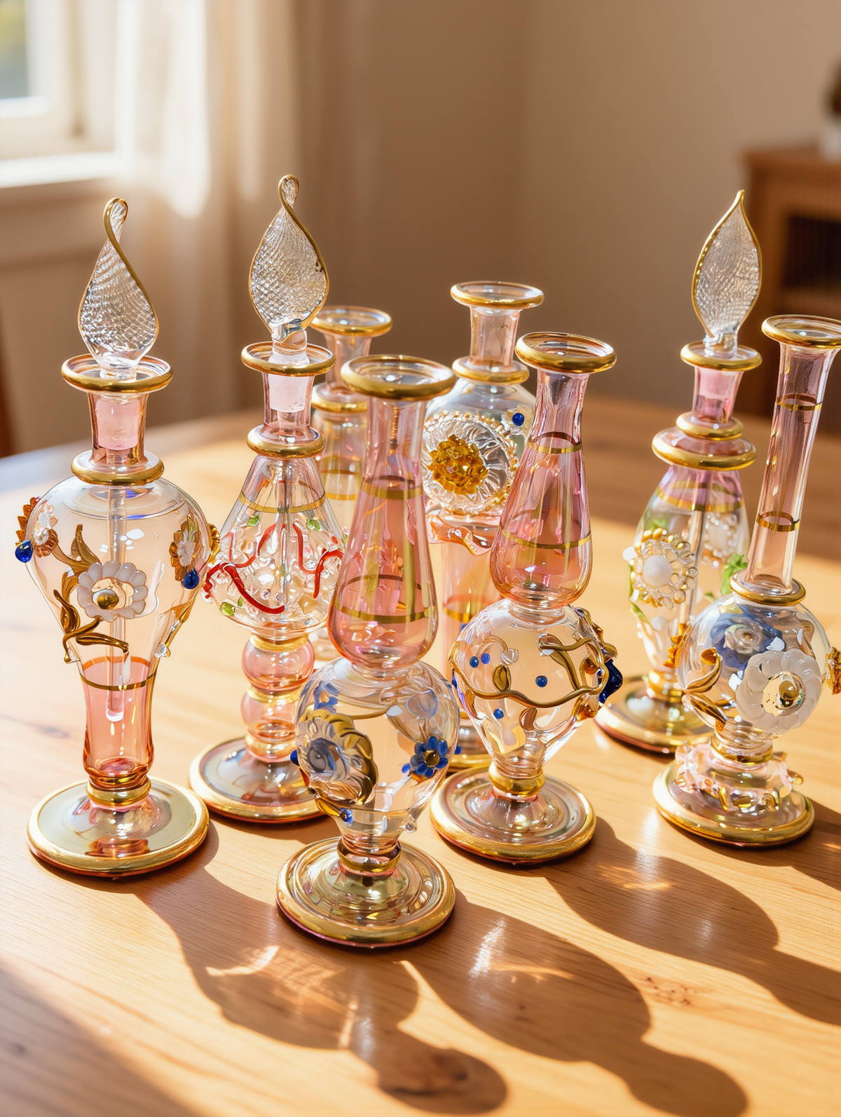 Mizan sample kit — Egyptian glass attar bottles in 6 ml and 12 ml side by side